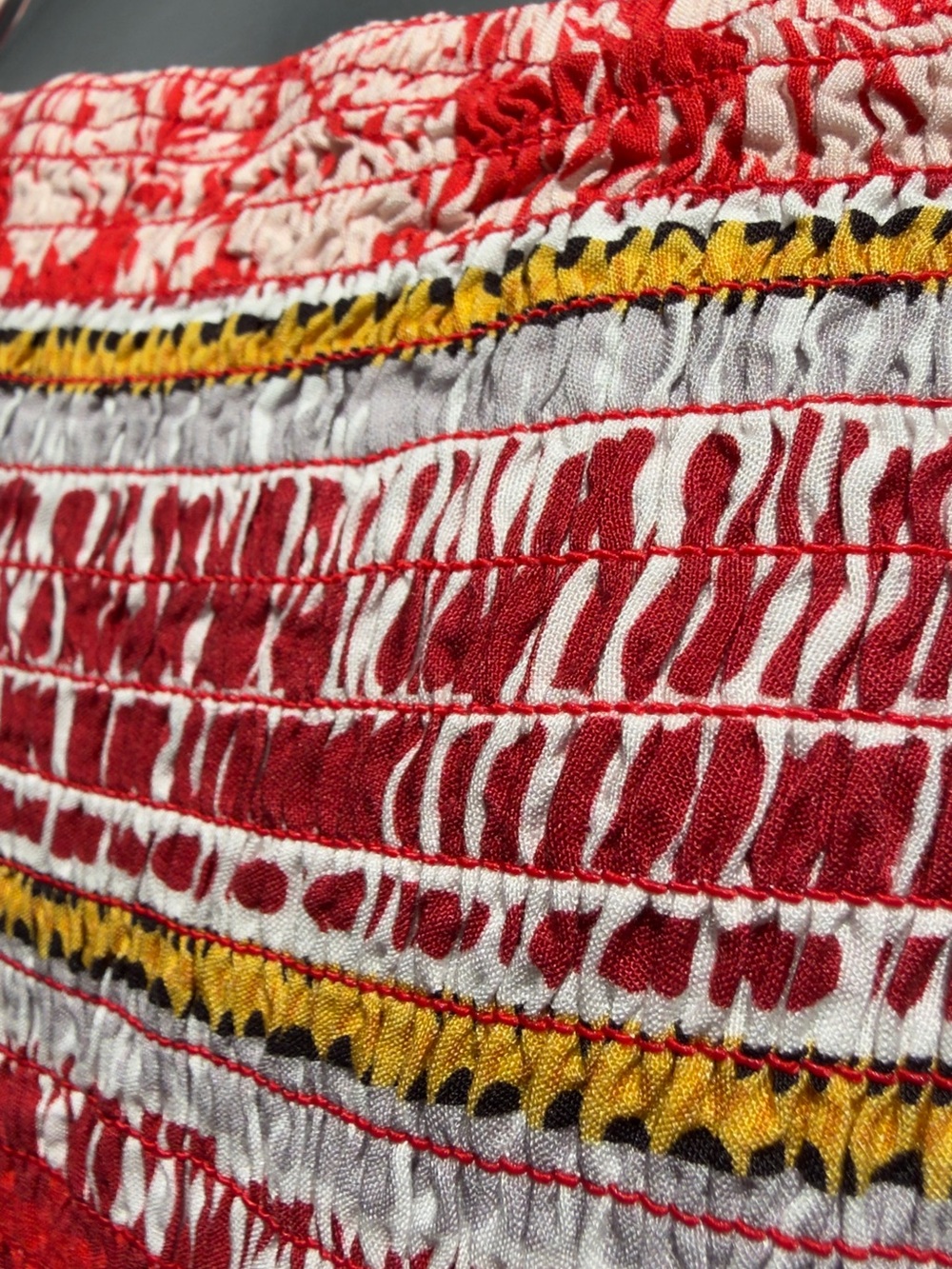 CUPSHE Red Cream Tropical Leaf Smocked Maxi Dress NWT | Size M - Picture 7 of 8